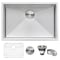 Ruvati 26" Undermount 16 Gauge Tight Radius SS Kitchen Sink Single Bowl RVH7126 - alternate 1